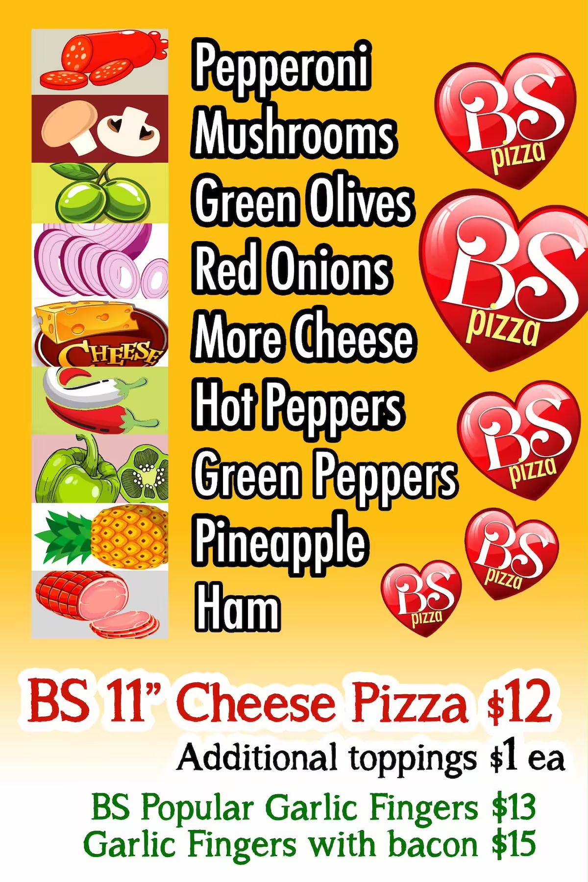 BS Pizza menu 1