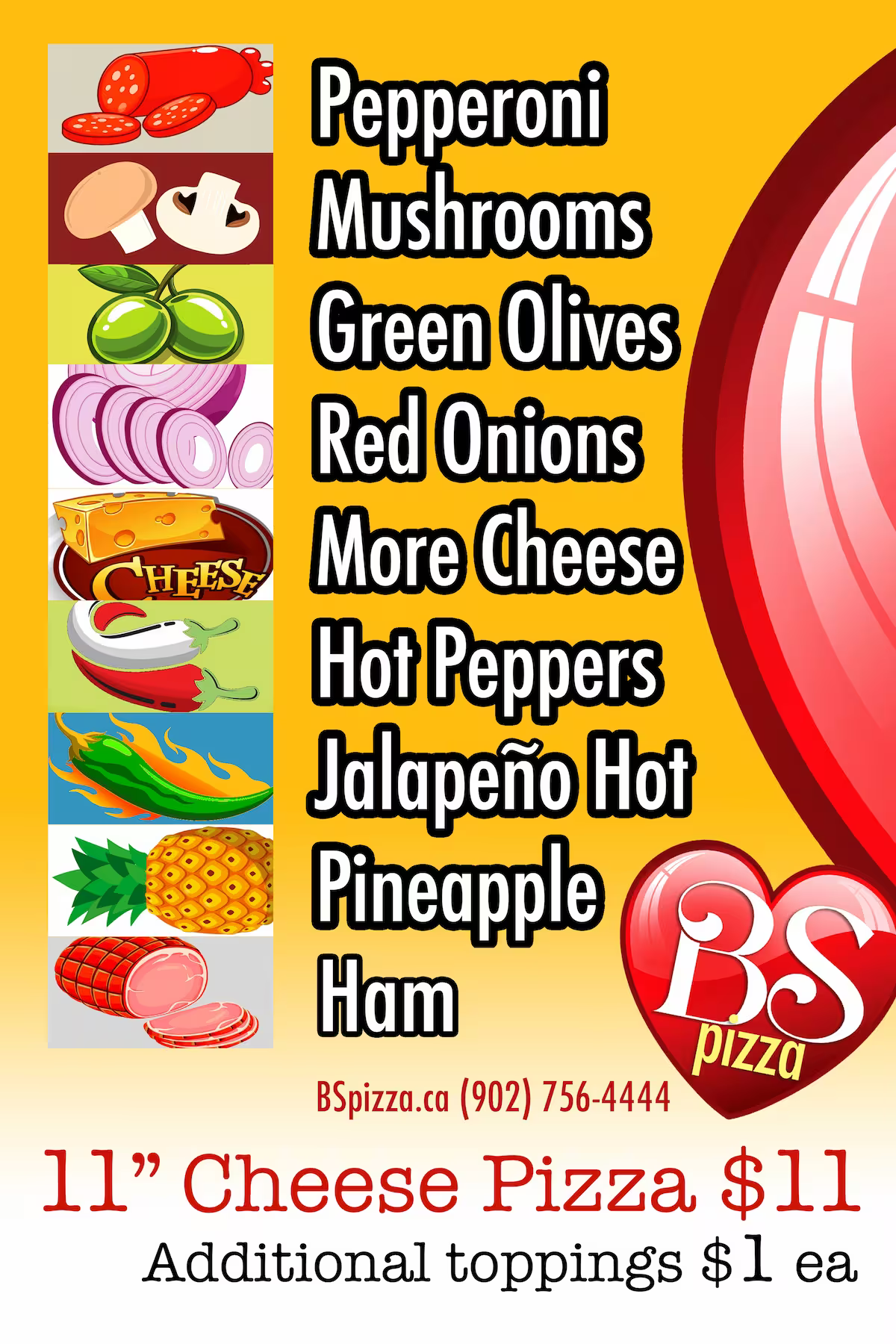 BS Pizza menu