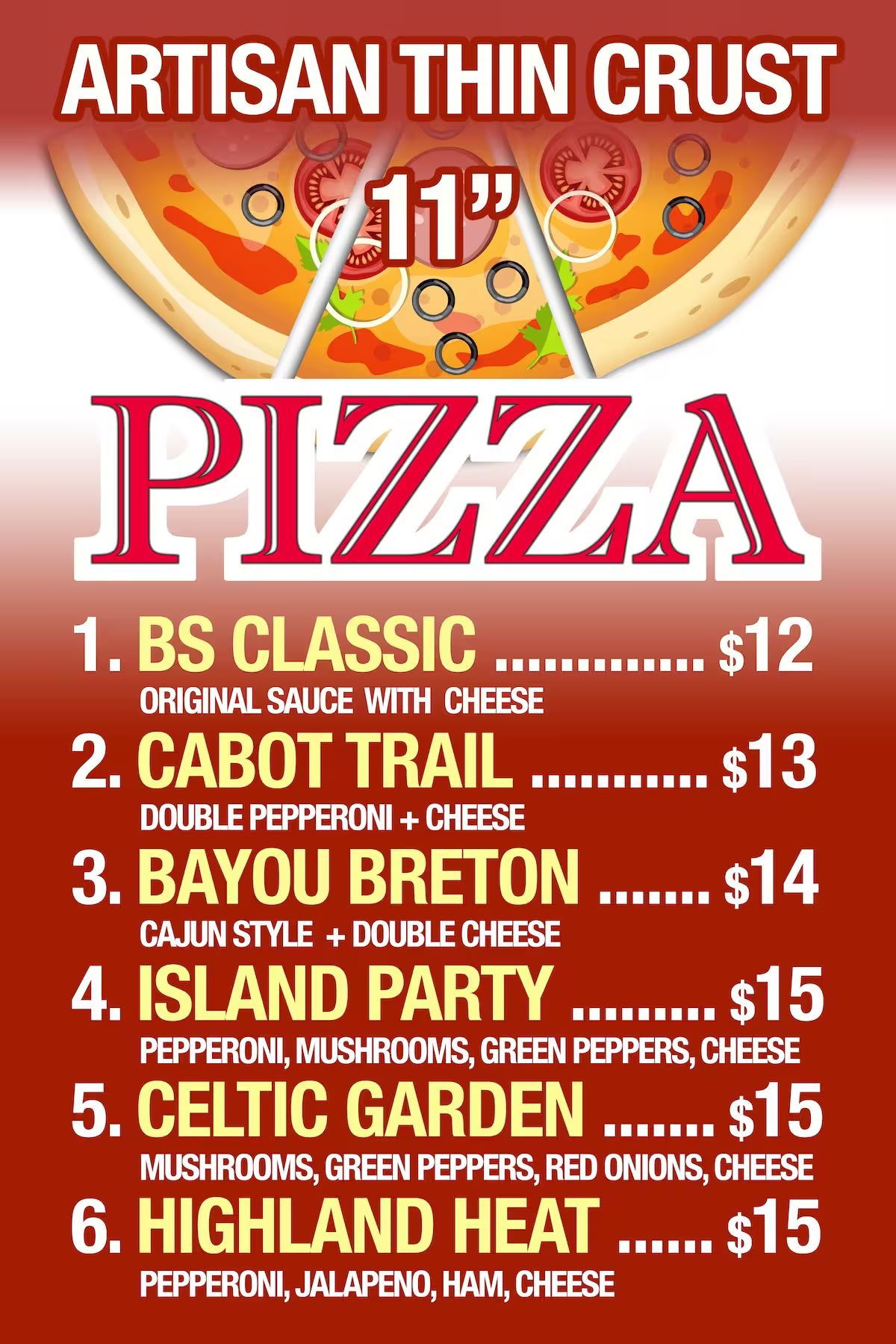 BS Pizza menu 2